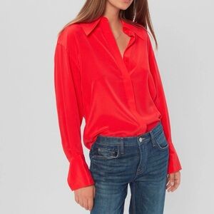 Equipment | NWT 100% Silk Melinelle Top in Fiery Red